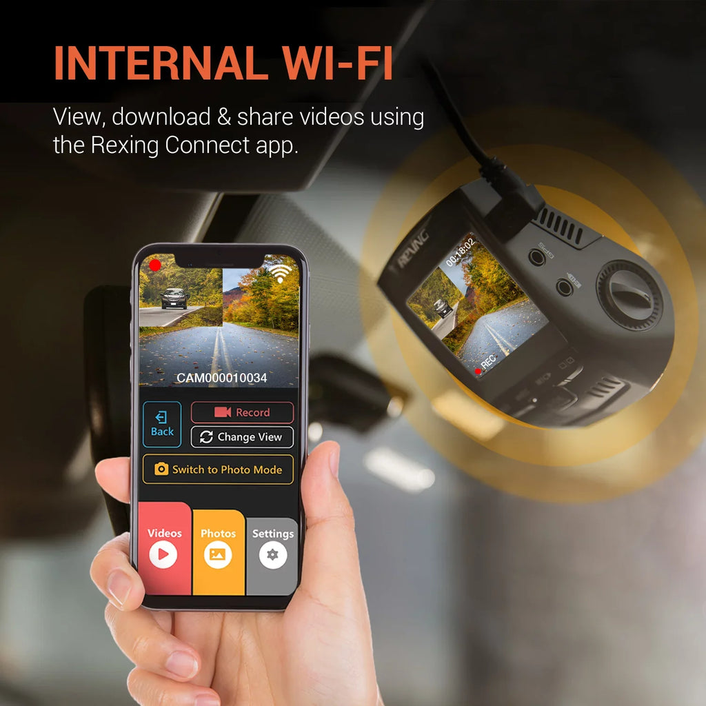 Rear with and 4K Dash V1P Rexing Front Cam UHD Wi-Fi