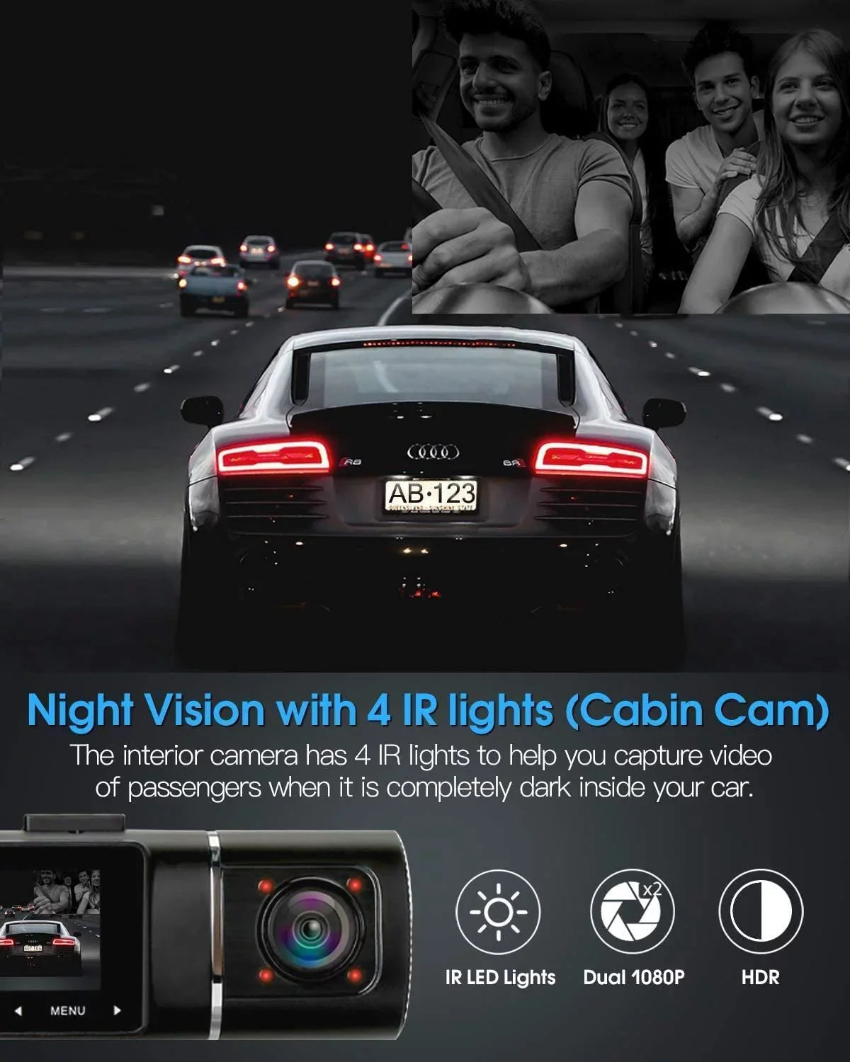 Card - FHD - Recording,WDR Night Inside J05 32GB Mode,G-Sensor,Loop 170°/140° Abask Dual and With Dashcam Front With Angle Vision,Parking 1080P