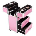 Storage Trolley, Case, Makeup Cosmetic Box in 1 Aluminum Train 3 Lockable Ktaxon Pink Pro Rolling