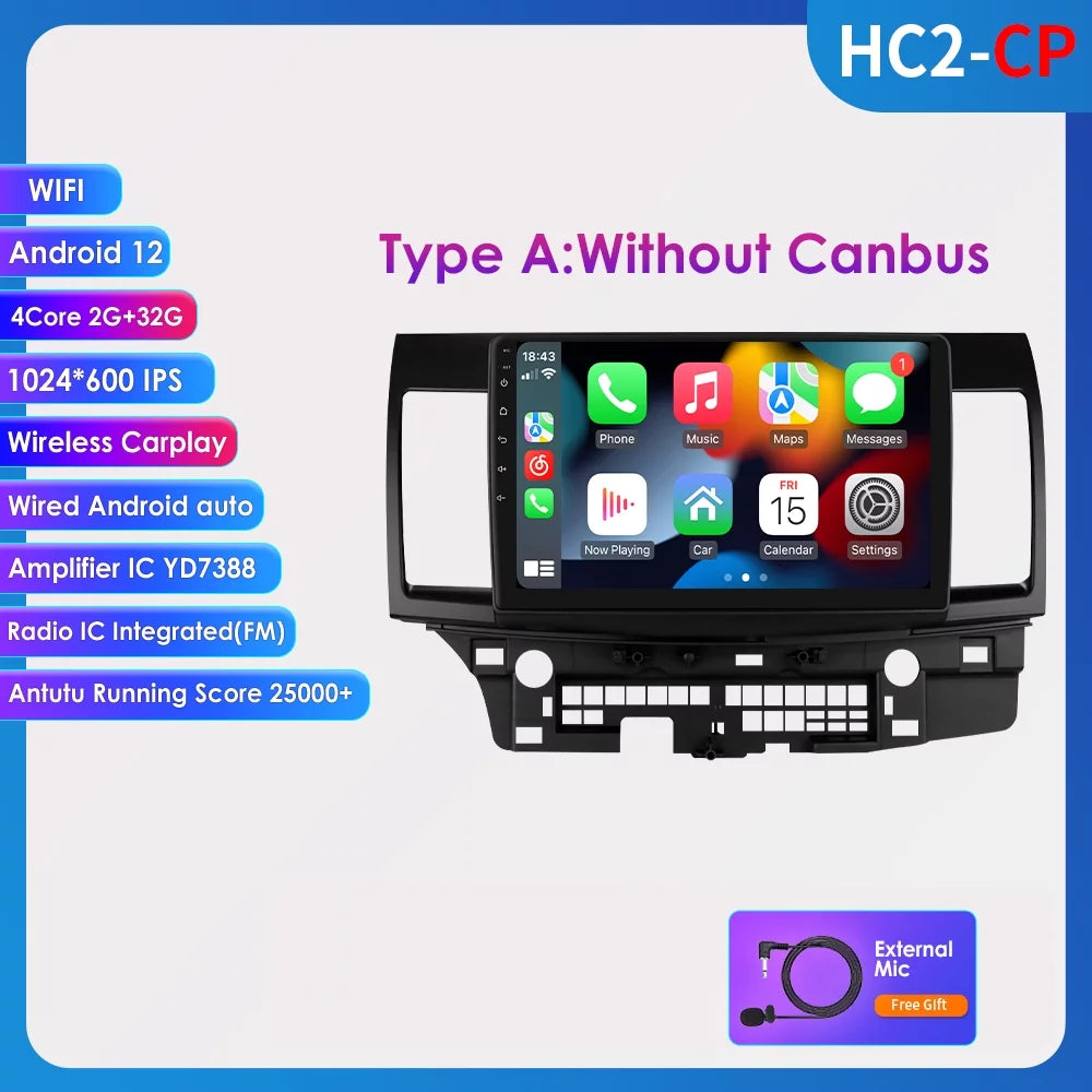 Stereo 2+32GB Wifi 2011 Mitsubishi GPS Android 2009 2012 2007 Player 12 Car Navigation Lancer Radio 2010 2008 For CarPlay