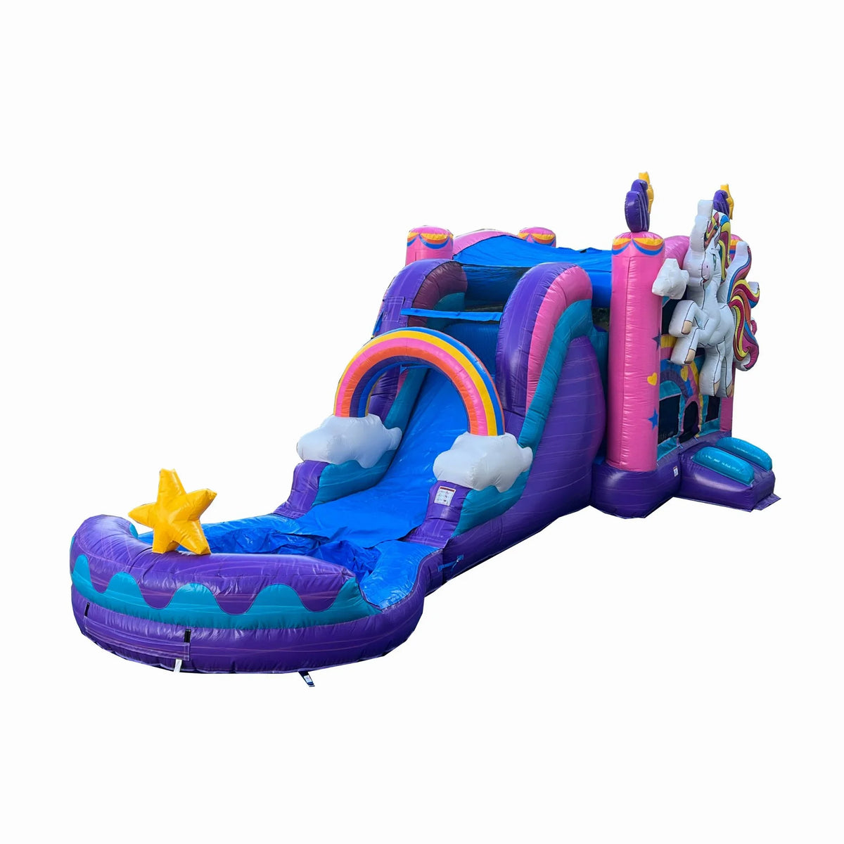 exterior Wet Grade, Adults, Bounce liquid 100% Detachable Pool Inflatable Air Vinyl, Commercial Kids PVC Unicorn House Basketball XJUMP Combo with and (with for Blower), Backyard, Hoop, Slide Dry