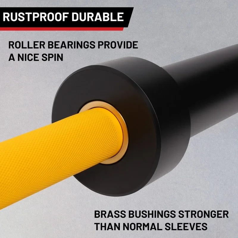 Barbell Power Olympic POUND Hard Yellow Lifting Chrome Weights Lifting Solid Barbells,1000 Chrome Bar