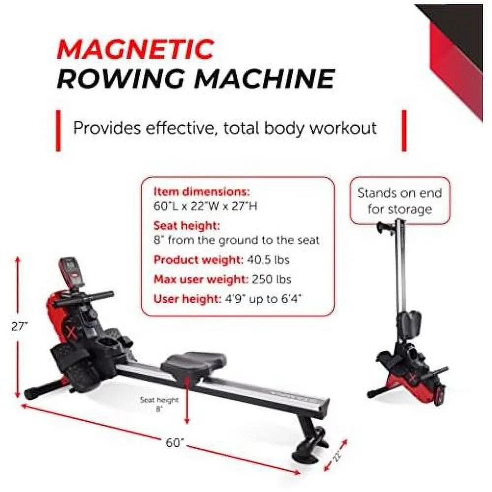 250 Machine With Magnetic - Weight - Home With Machine Up For Resistance Rower Rower Magnetic Workout Lbs To Capacity Rowing App Gym - Fitness