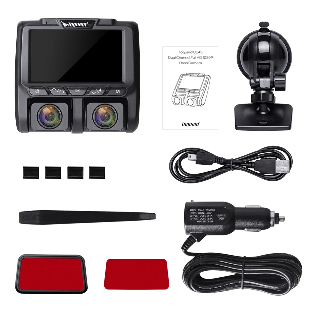 Vision Front TOGUARD Dash Parking Monitor, Night and 3" Loop G-Sensor, with Recording Camera Screen Cam Dual Inside Car IR 1080P LCD Dash Camera