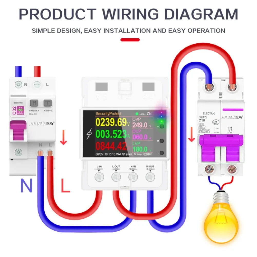 Factor Meter Digital AC Remote 110V AT4PW Wifi/Bluetooth Din 100A Smart Control 220V Frequency Tuya Rail Energy Kwh Switch