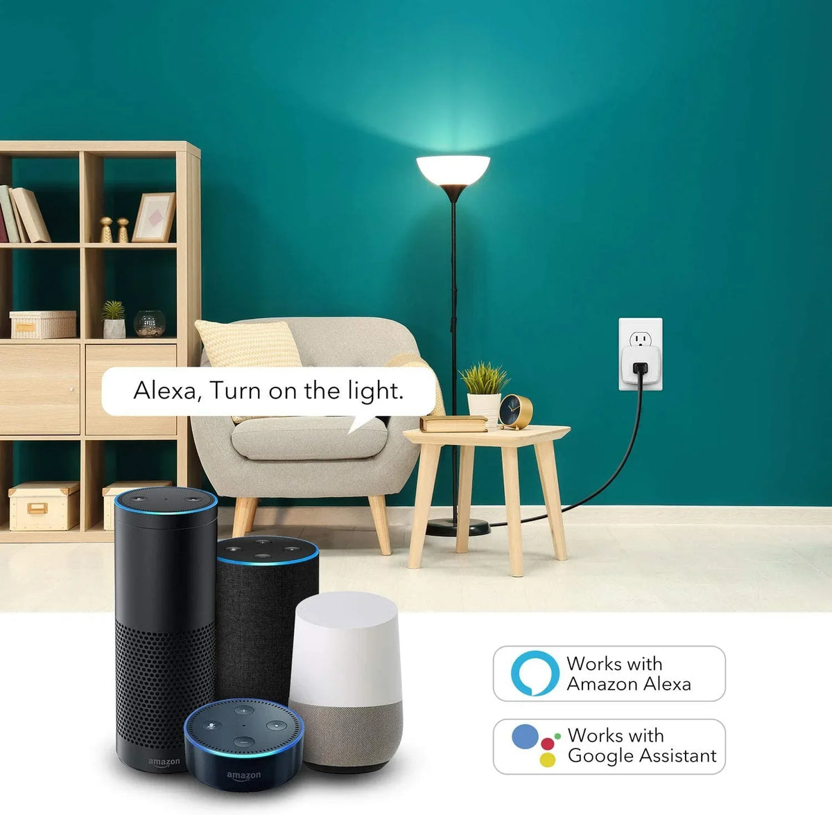 Smart with Mini Home No Control Certified, 2.4G Works HBN Only, with Required, ETL Function, Outlet Remote Hub Assistant, 15A, WiFi Alexa, Smart Plug WiFi 2-Pack Timer