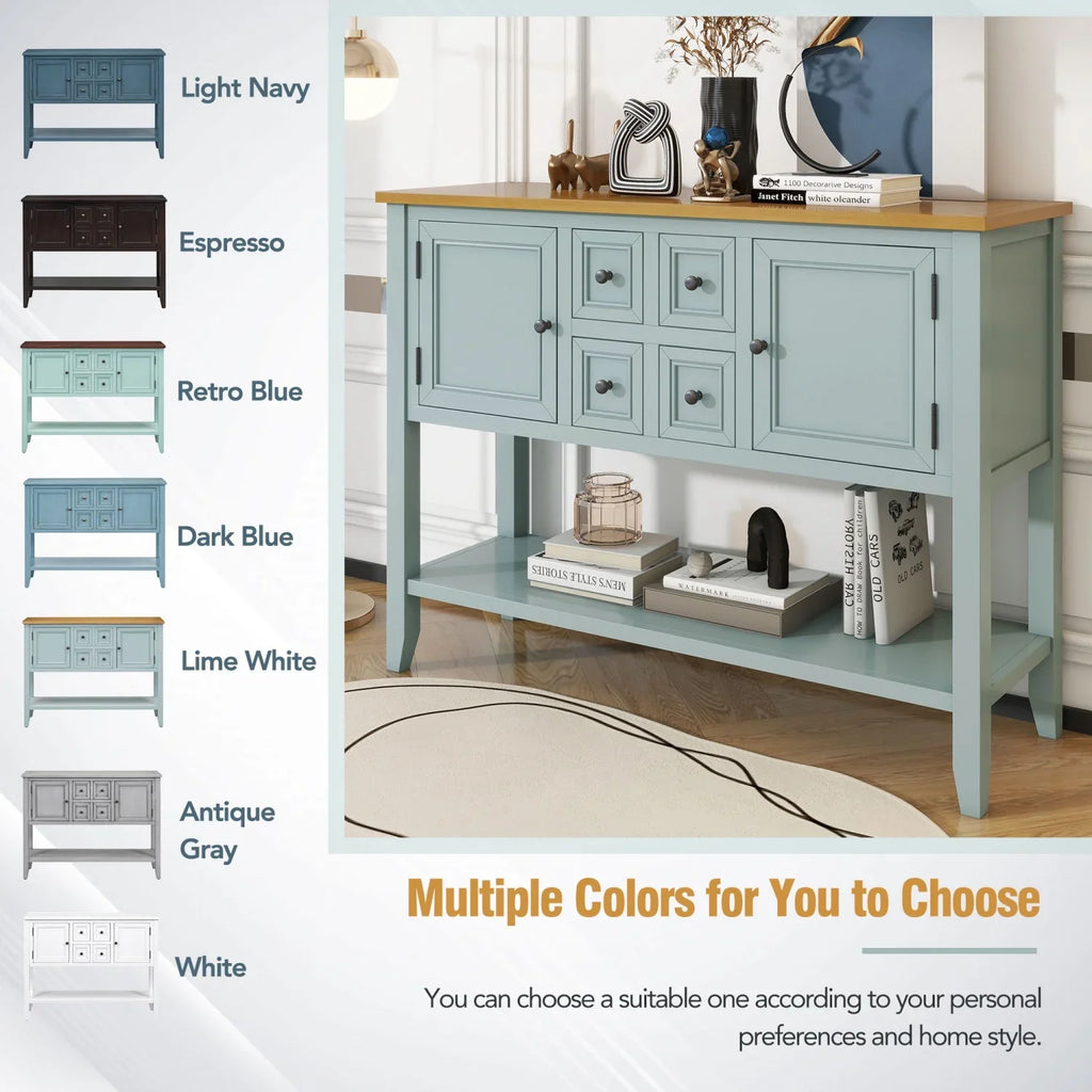 Table for OLD Storage WF190263AAE) Gray and Entrances Shelf Rooms (Antique Ample Living with and Console Four Series SKU Cambridge Vintage Kitchens Drawers Small TREXM Bottom