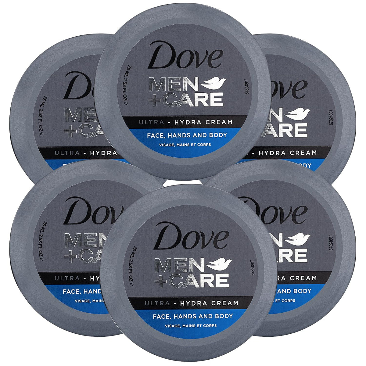 Men+Care 2.53 Hydra Face, Ultra All Types, Dove Cream, Body Skin Care, And 6 Hands Pack Of Each. Oz