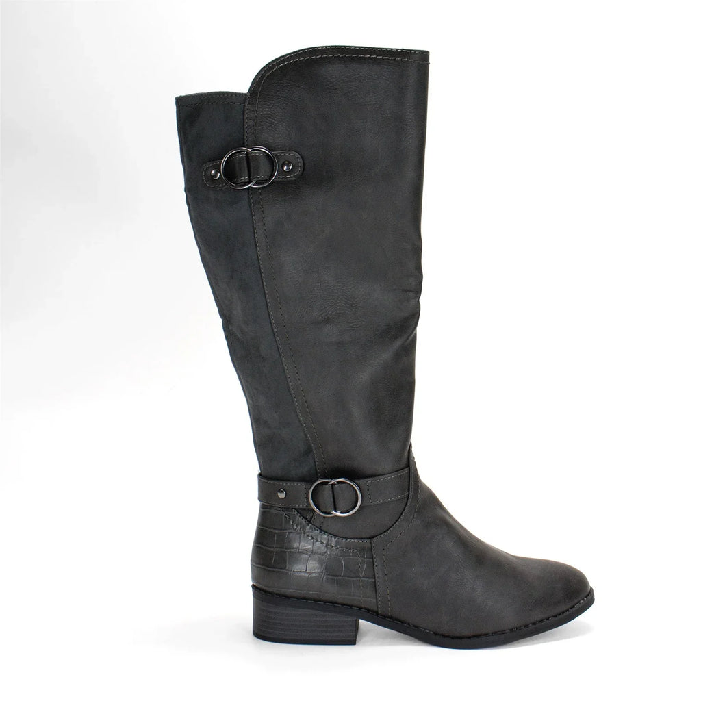 Calf Boot, Extra Wide Karen Leandraa Riding US Grey,8 Women's Scott M