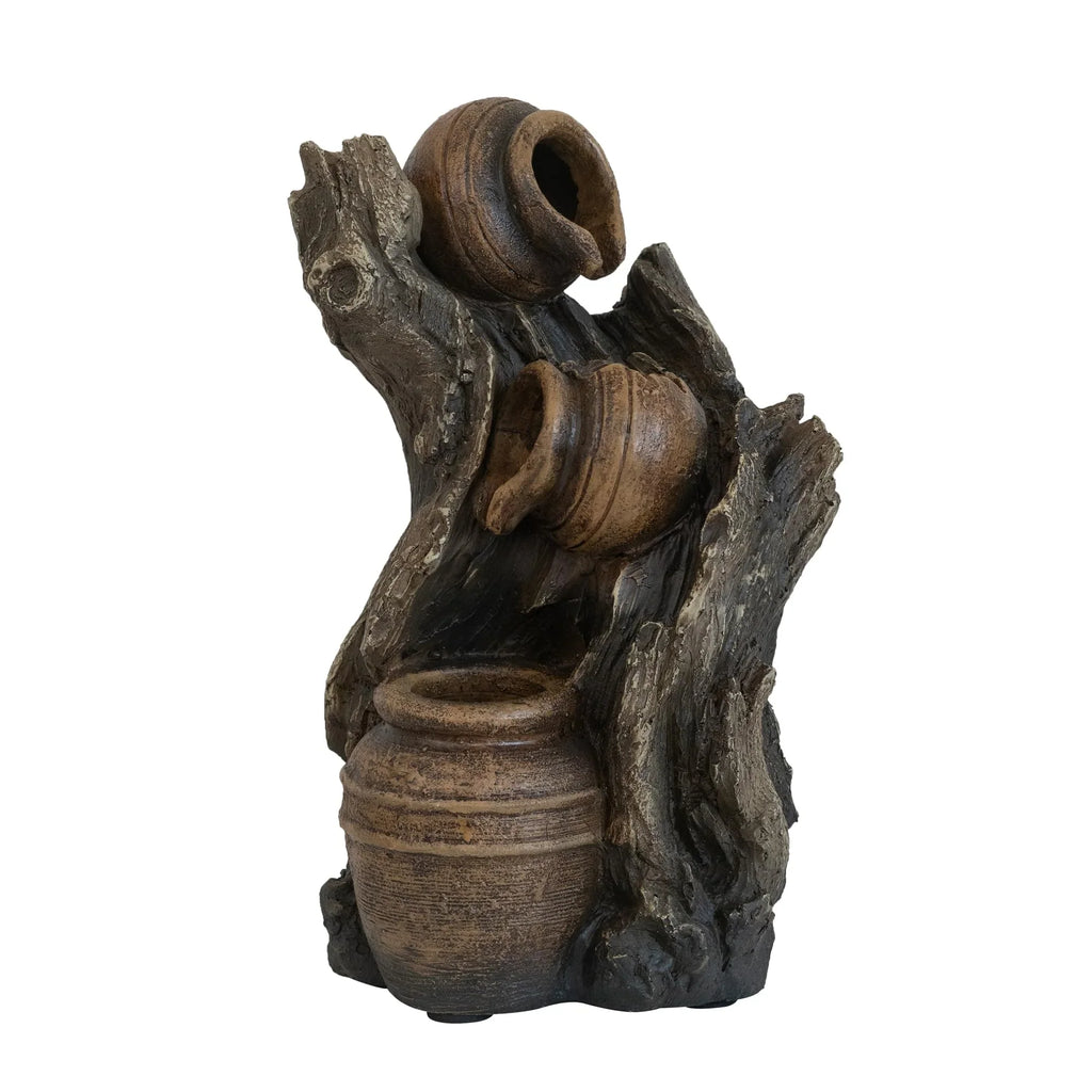 Fountain Resistant Pot with Table Indoor Cascading Design, Home 11" exterior Feature, liquid A&B climate Polyresin Fountain liquid