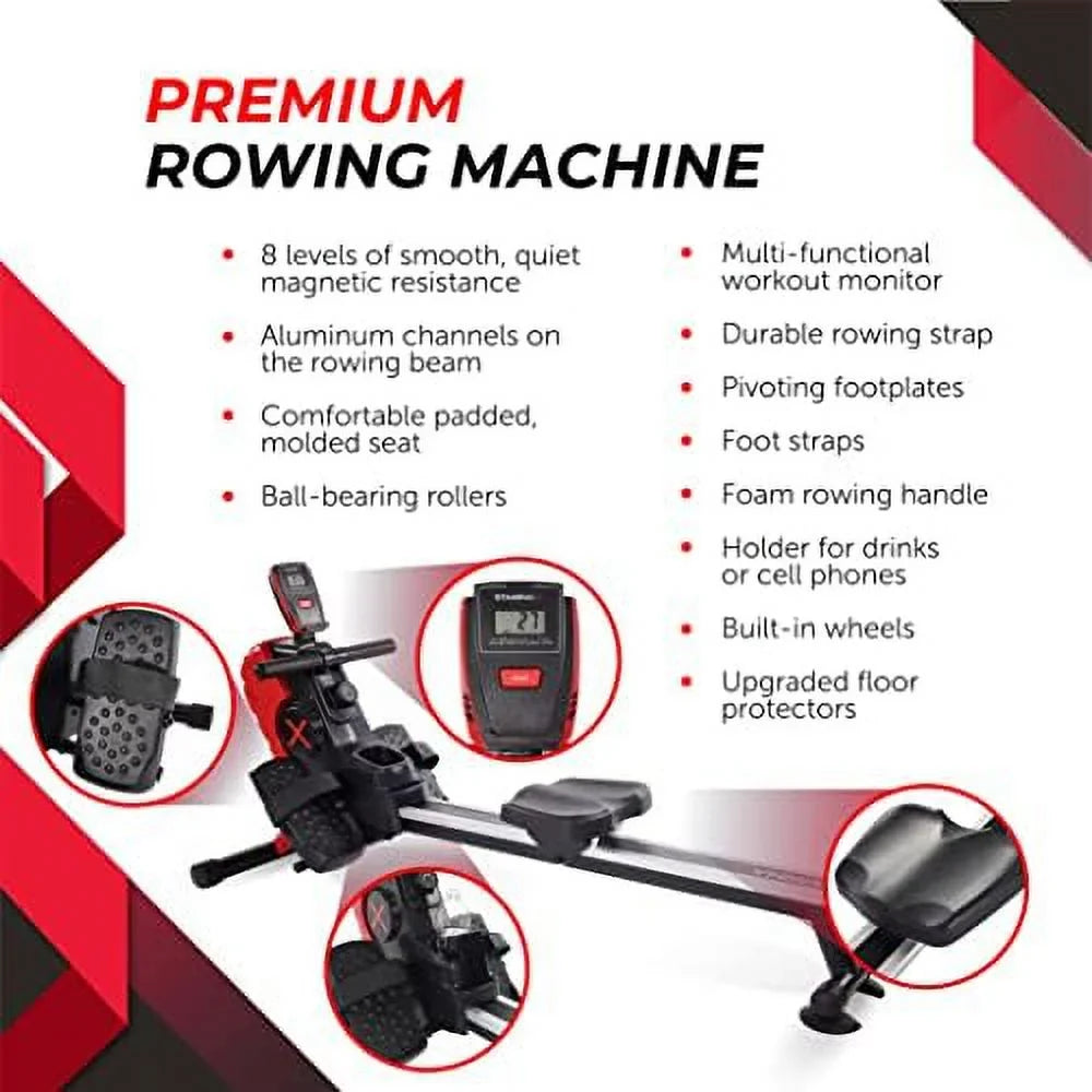 250 Machine With Magnetic - Weight - Home With Machine Up For Resistance Rower Rower Magnetic Workout Lbs To Capacity Rowing App Gym - Fitness