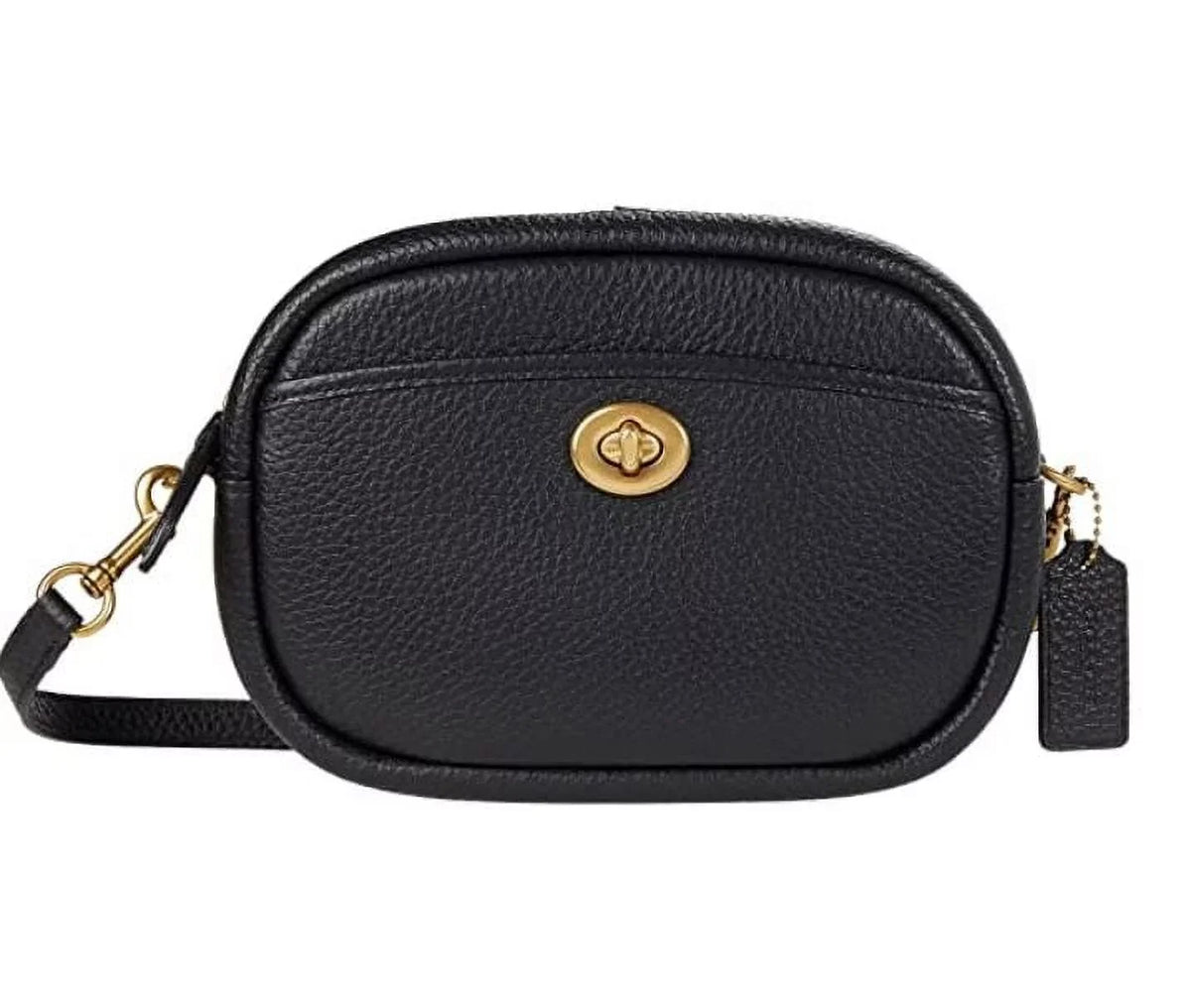 Soft Leather dimension One Bag Strap COACH Leather C5809-B4/ Black Pebble with Camera