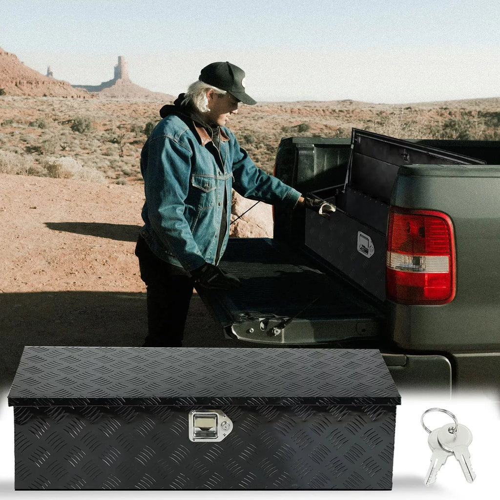 Storage Aluminum, Truck Lock x Keys, 13 Heavy 39 Pick 10 Up Confote Black Truck Box Waterproof, Duty Tool Bed Trailer Inches x and