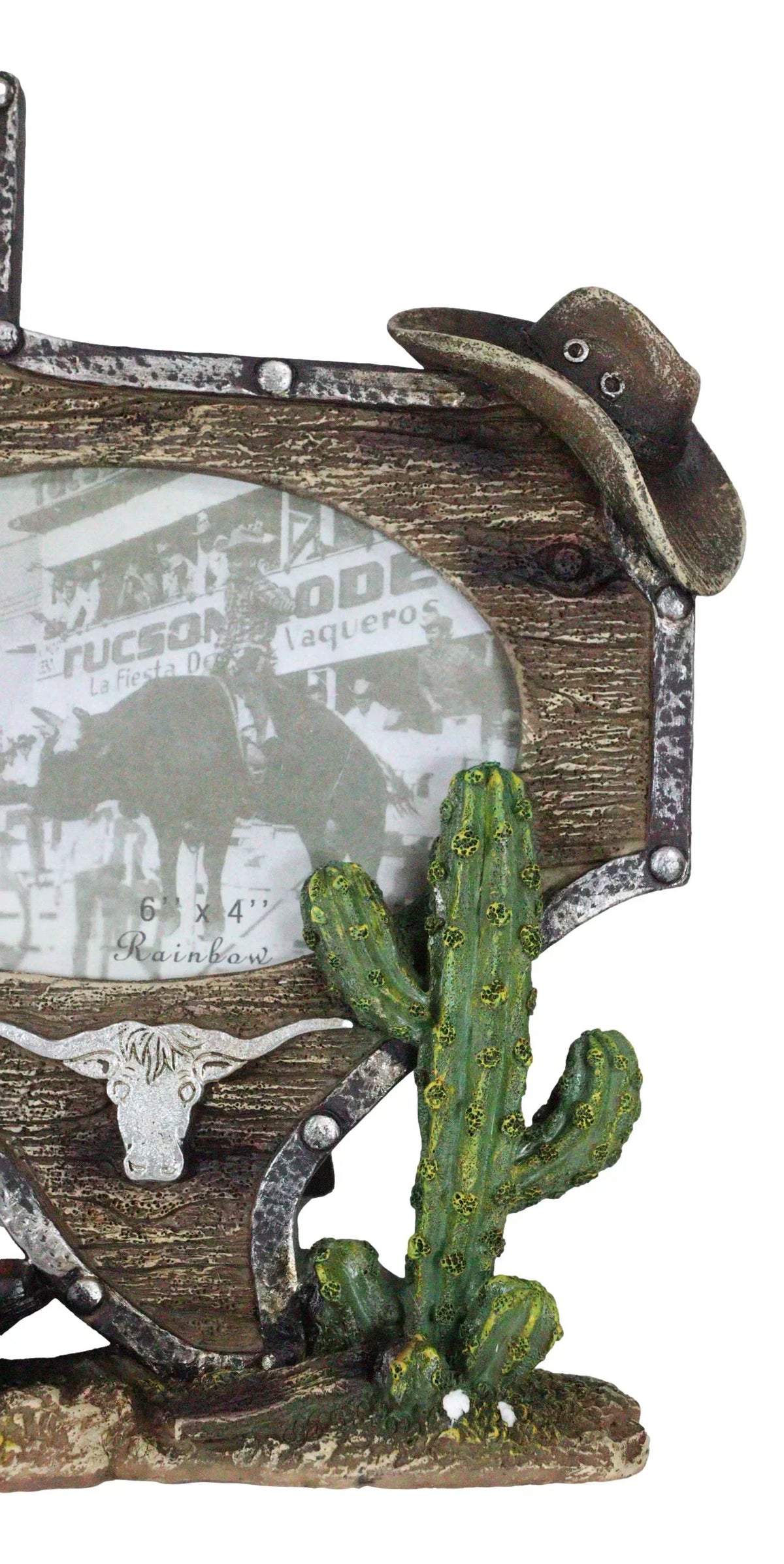 Picture Boot 4"X6" Rustic State Longhorn Cactus Cowboy Map Western Texas Frame