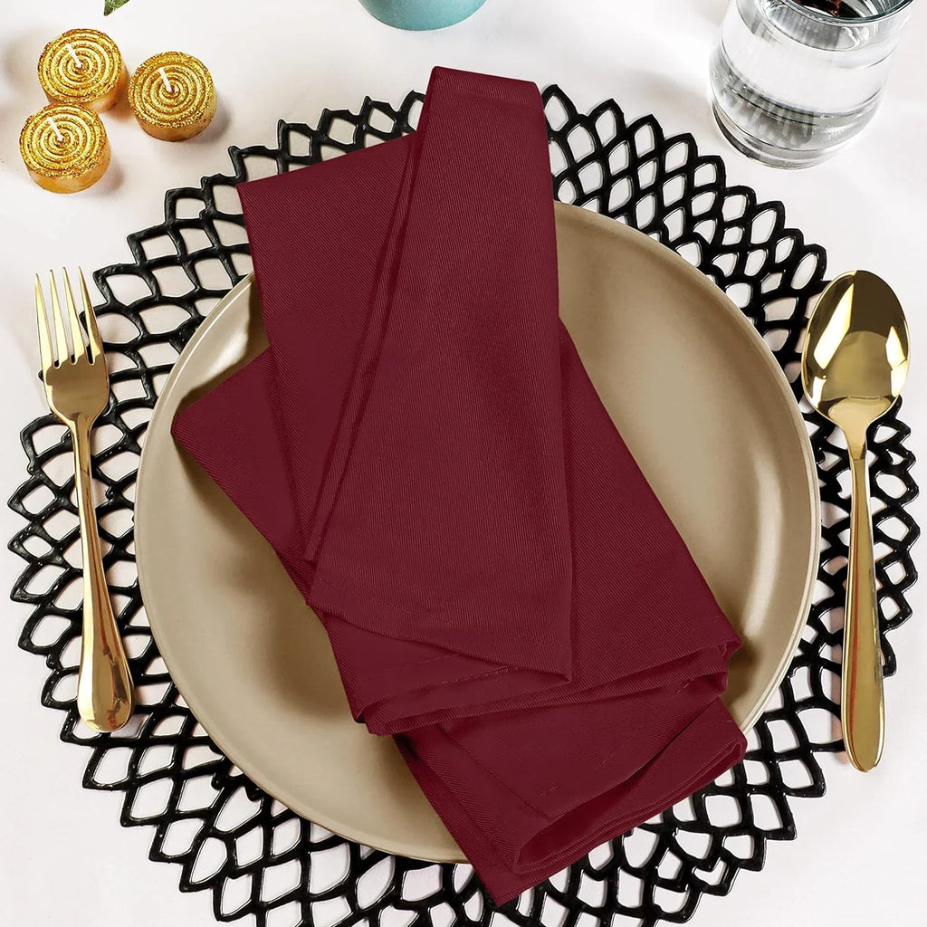 Burgundy Reusable Napkins Table Blend Parties Pack, Kitchen and 18x18 Dinner Cotton Event Washable and Restaurant, Cloth Burgundy Lunch, [12 Hotel, Inch] 18x18 Inch for Utopia Napkins Weddings,