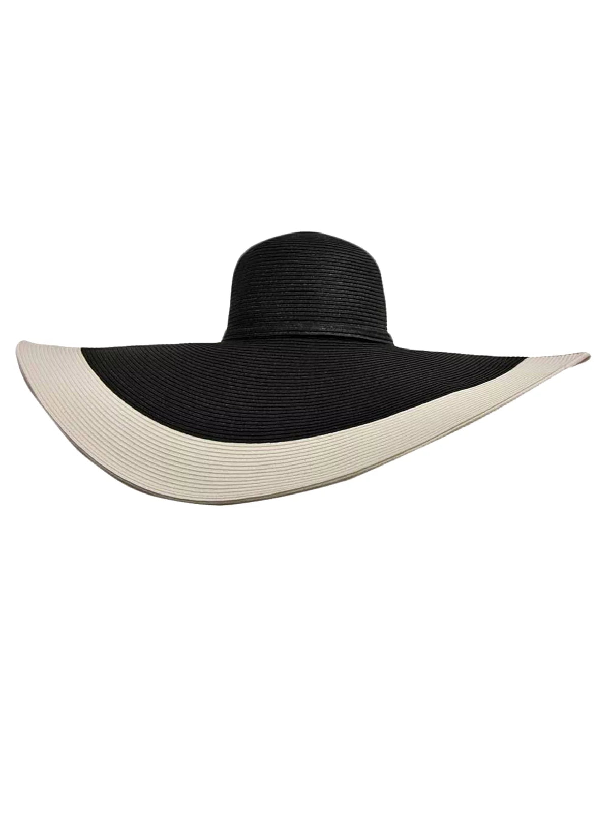 With Floppy Hat Black Brim & Wide White