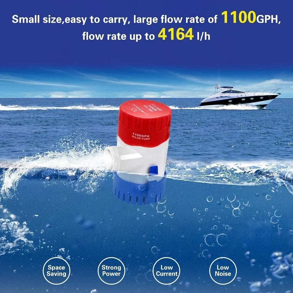 Bilge Pump 24V liquid Yacht Electric 1100GPH Boat Sump for Marine Submersible