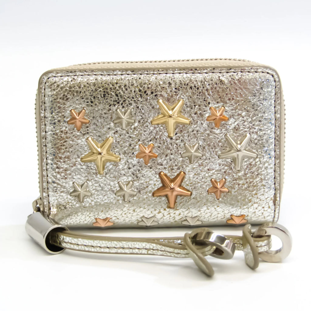 (Good) Choo NELLIE Coin 163 Champagne Purse/coin GTA Women's Jimmy Case Gold Pre-Owned Leather