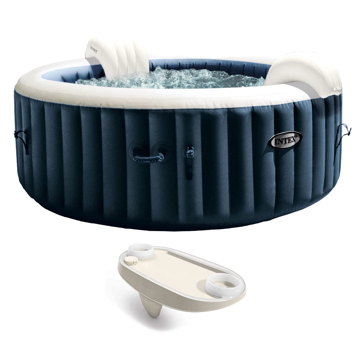 PureSpa 28", Intex w/ Tray Portable Hot Phone Spa Inflatable Tub, 77 x Plus