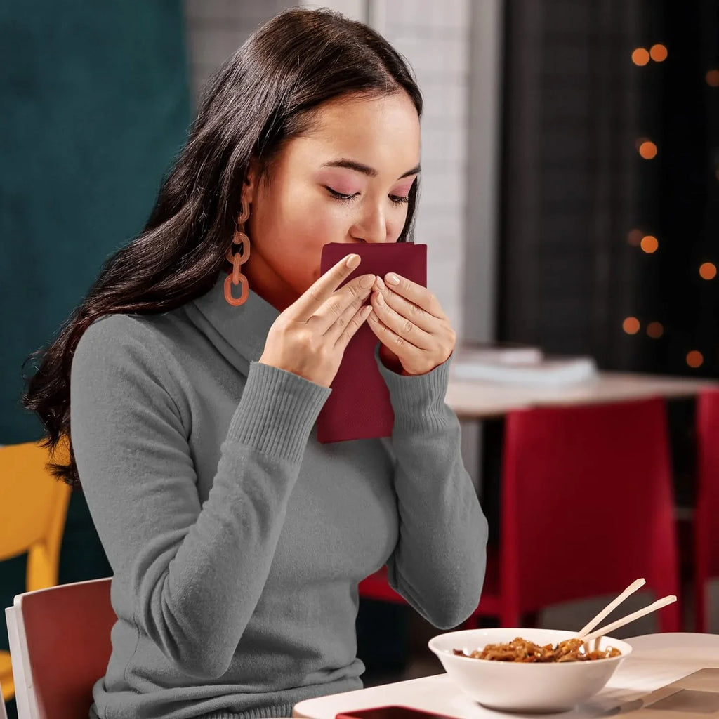Burgundy Reusable Napkins Table Blend Parties Pack, Kitchen and 18x18 Dinner Cotton Event Washable and Restaurant, Cloth Burgundy Lunch, [12 Hotel, Inch] 18x18 Inch for Utopia Napkins Weddings,