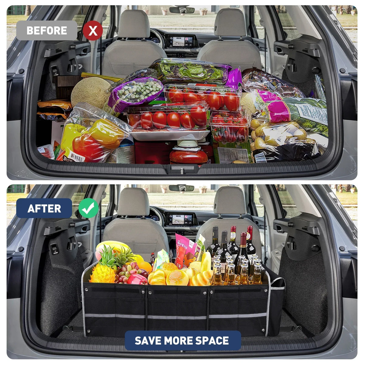 4 for Multi Bag Trunk Cooler SUV Car Truck Organizer, Leakproof Storage in 1 Box Trunk with Compartment Insulated Collapsible Storage Car