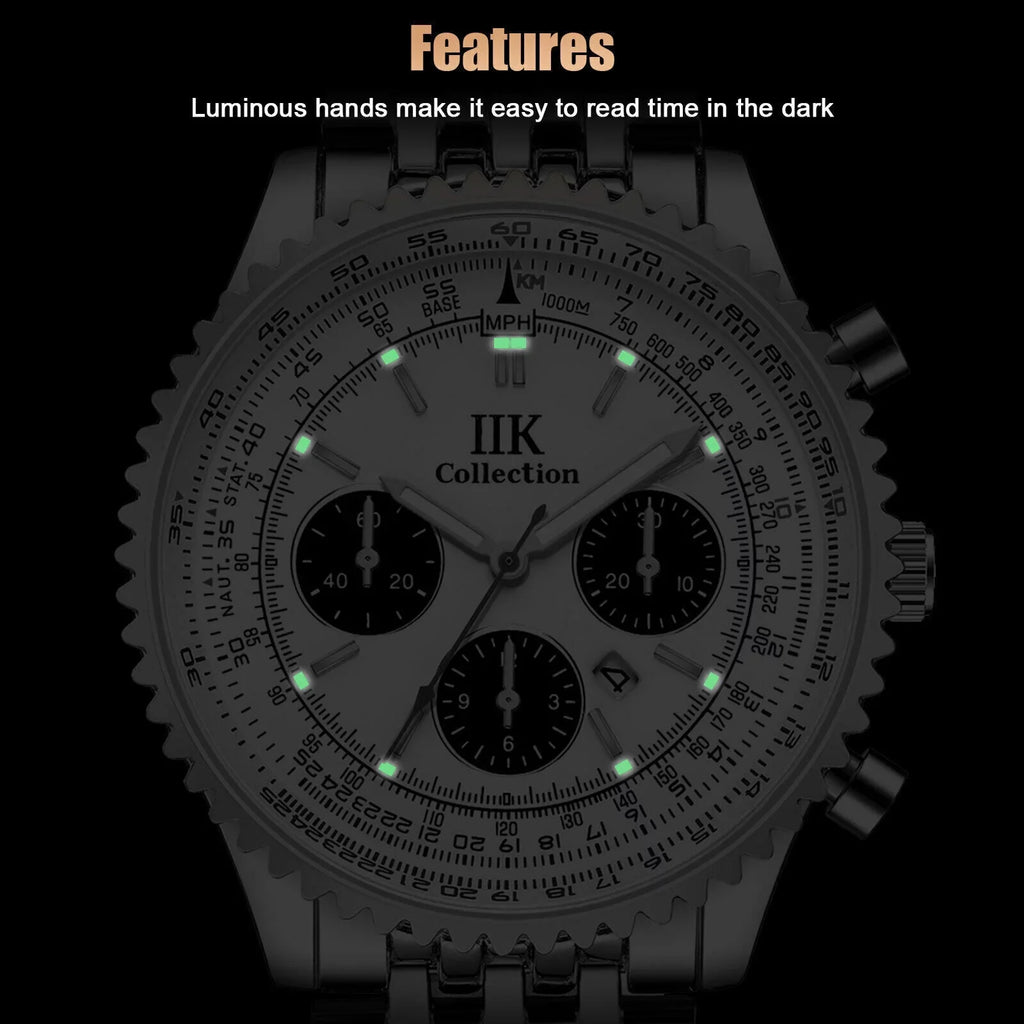 Steel Bracelet Stainless Men Relojes De Luminous Quartz Watch Waterproof Hombre