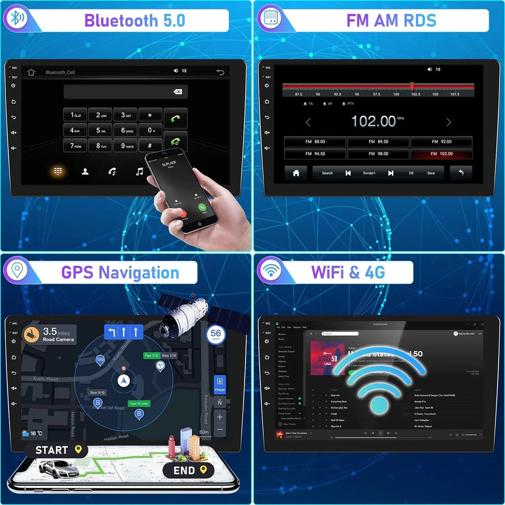 2008-2013 Android THONZER Backup Android 8 Radio Car Stereo GPS Navigation WiFi Stereo 10.1 Accord 5.0 Core Honda Screen Inch Bluetooth Car for 8th 4G CarPlay Camera（4G+64G） with Touch Auto