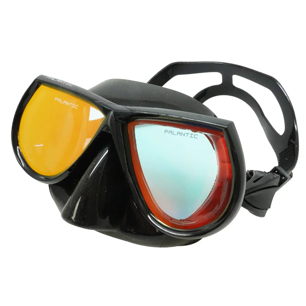 Palantic Coated Volume Black Combo Snorkel Dive Free Mirror Lenses Mask & Low