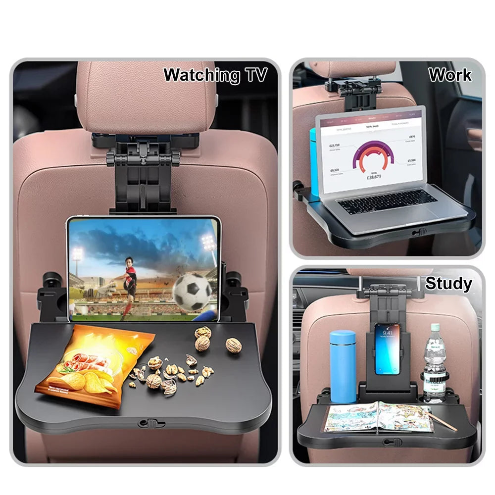 Table, Multifunctional Car Tomshoo Back Seat Adjustable Seat Convenient Car Travel Black Tray