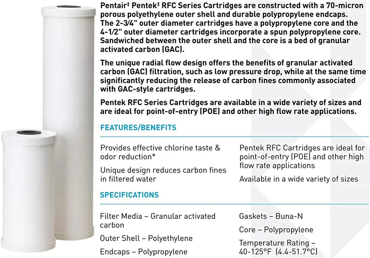 Carbon Granular Whole Duty Big Pentek liquid Blue x 20-Inch Filter Cartridge Carbon Carbon Flow RFC-20BB Filter House with Replacement Radial (GAC) Heavy Activated 20" 4.5&# Pentair