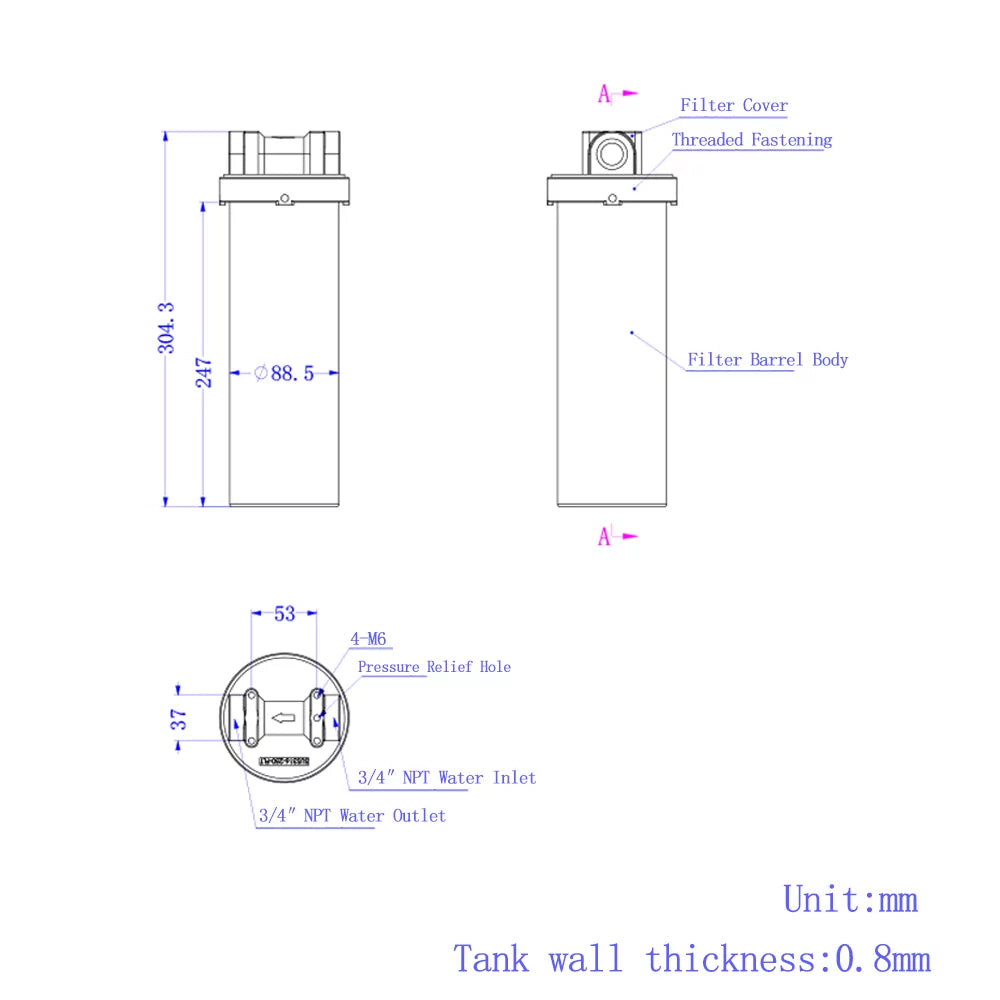 Bracket Particles with Housing 10"L Filter Pin PreAsion liquid Rust Wrench Filtering Scale for Cartridges Dirt 3/4"NPT Heavy-duty