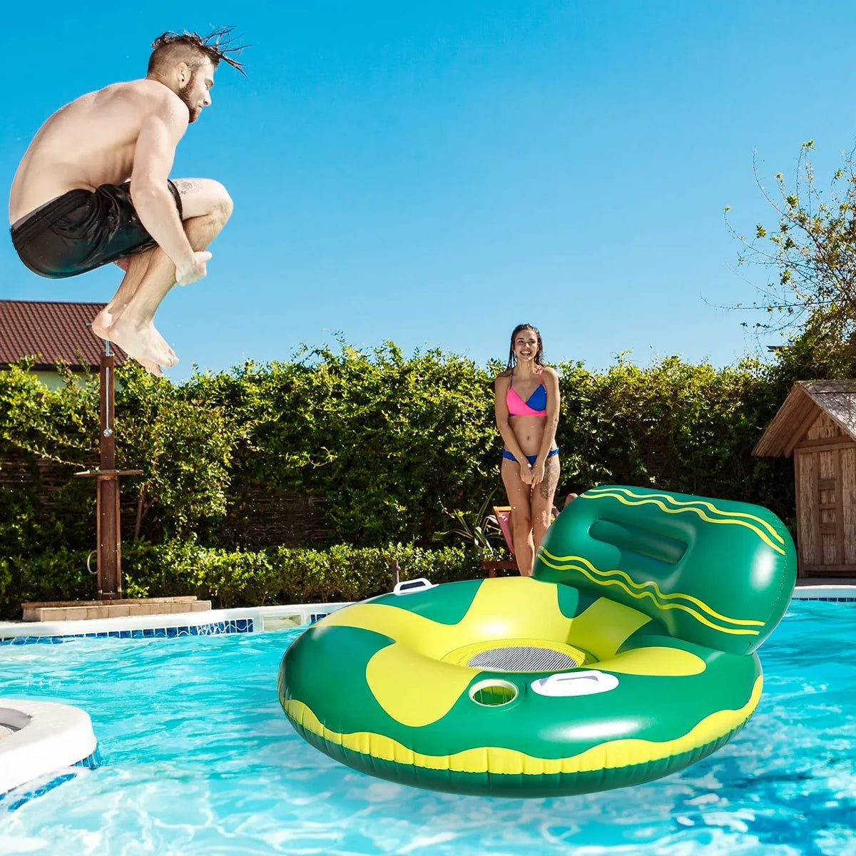 for Two Chair Pool Handles Harvio -Green/Yellow Floating Adults Safe