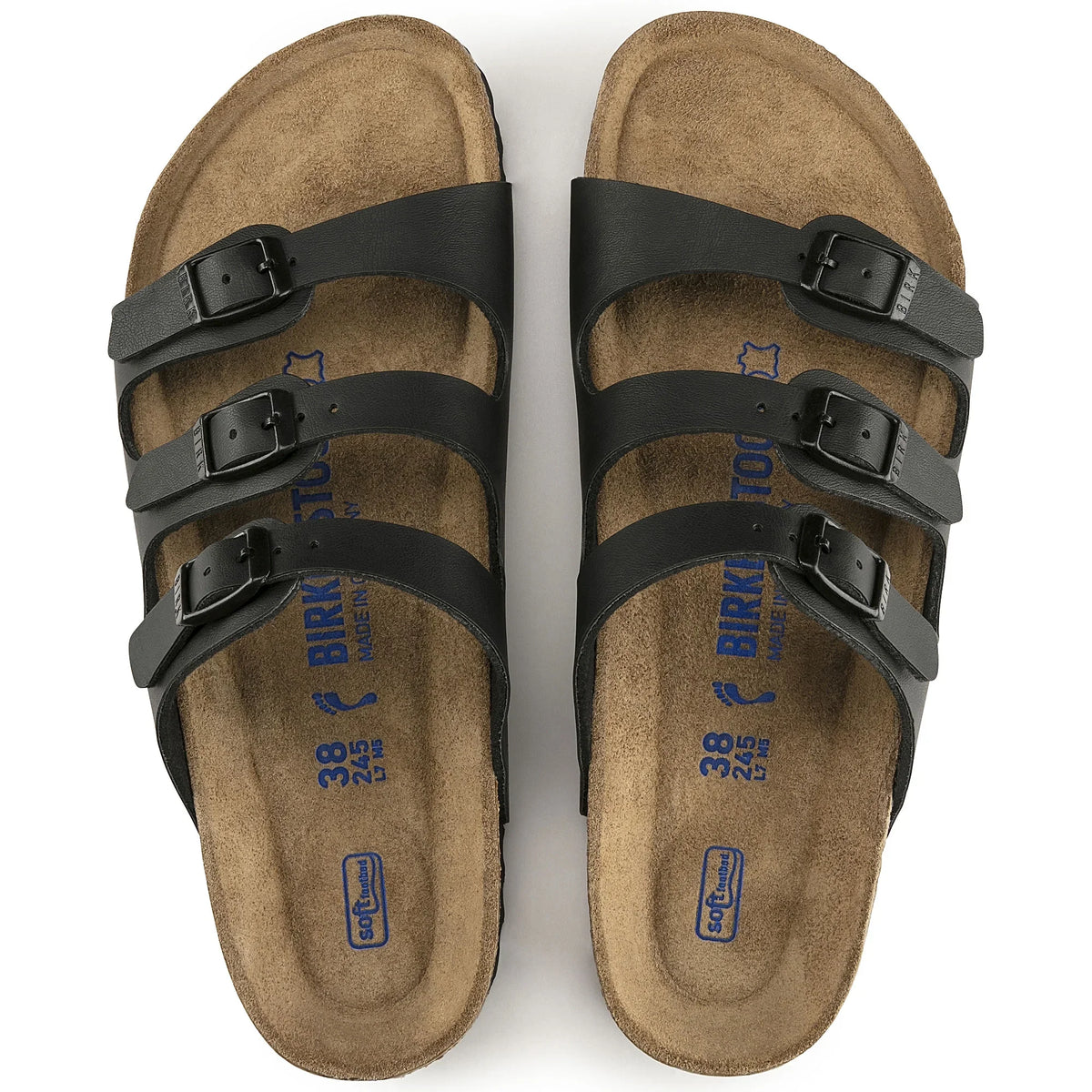 8-8.5 Sandal Florida Footbed 0053011 BIRKENSTOCK Black - BFL Narrow BLACK Women's Soft Birko-Flor