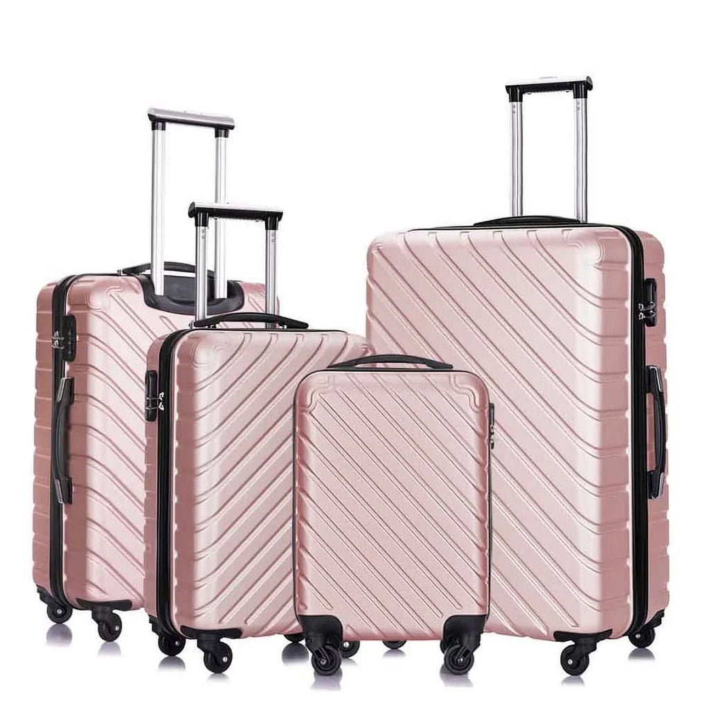 4 Luggage Luggage Piece gold rose Cover&Hanger Spinner Hardshell with On Suitcase,Carry Free Wheels Sets,Travel Inside