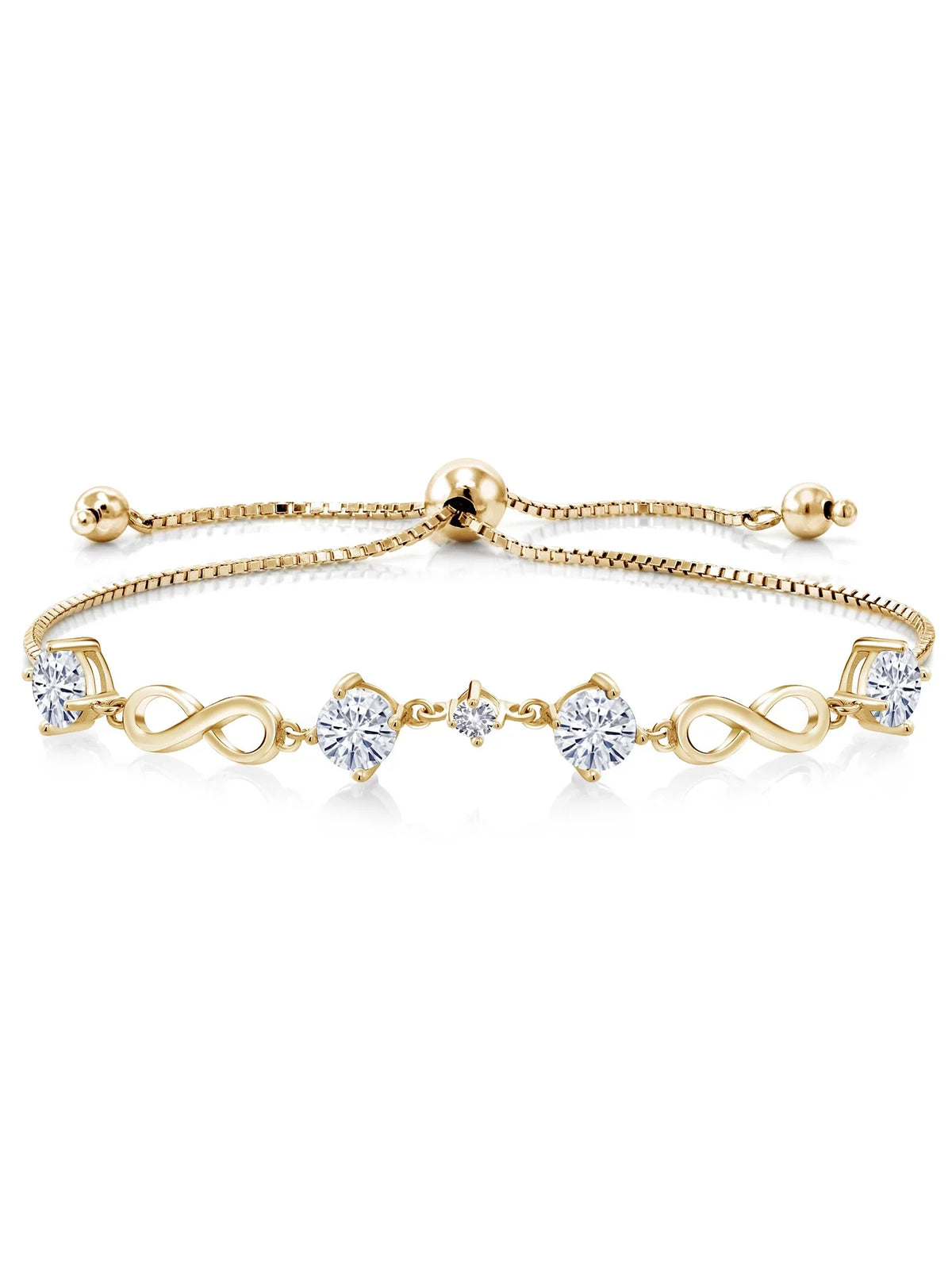 Women Gem Sapphire Yellow with Plated Set Moissanite (2.05 Cttw) Stone Bracelet King White Gold For Silver Created 18K