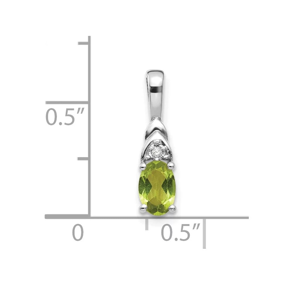 White Auriga for Gold W-4mm) 14K Women Pendant (L-16mm, Peridot Diamond