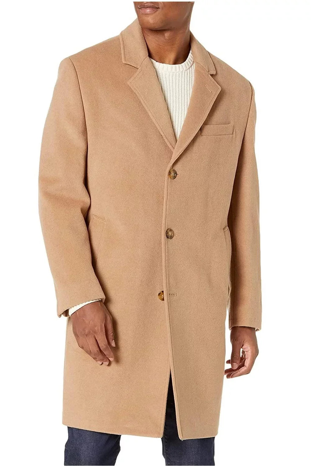 Wool-Blend Signature Long Overcoat Mens - NWT Coat Camel $350 London 40 Fog