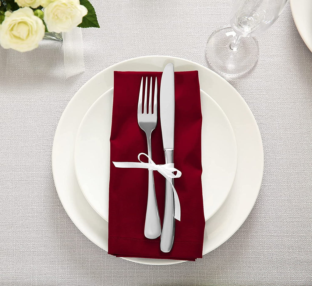 Burgundy Reusable Napkins Table Blend Parties Pack, Kitchen and 18x18 Dinner Cotton Event Washable and Restaurant, Cloth Burgundy Lunch, [12 Hotel, Inch] 18x18 Inch for Utopia Napkins Weddings,