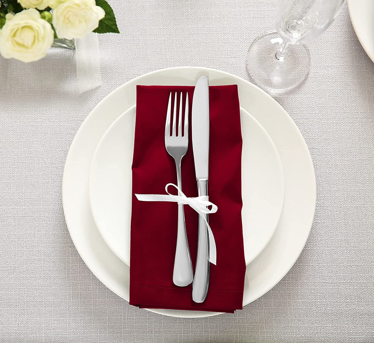 Burgundy Reusable Napkins Table Blend Parties Pack, Kitchen and 18x18 Dinner Cotton Event Washable and Restaurant, Cloth Burgundy Lunch, [12 Hotel, Inch] 18x18 Inch for Utopia Napkins Weddings,