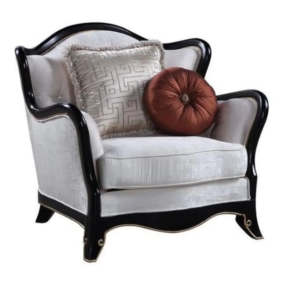 41 Accent Pillows, with Nurmive Beige x in. Fabric Chair x 41 43 2