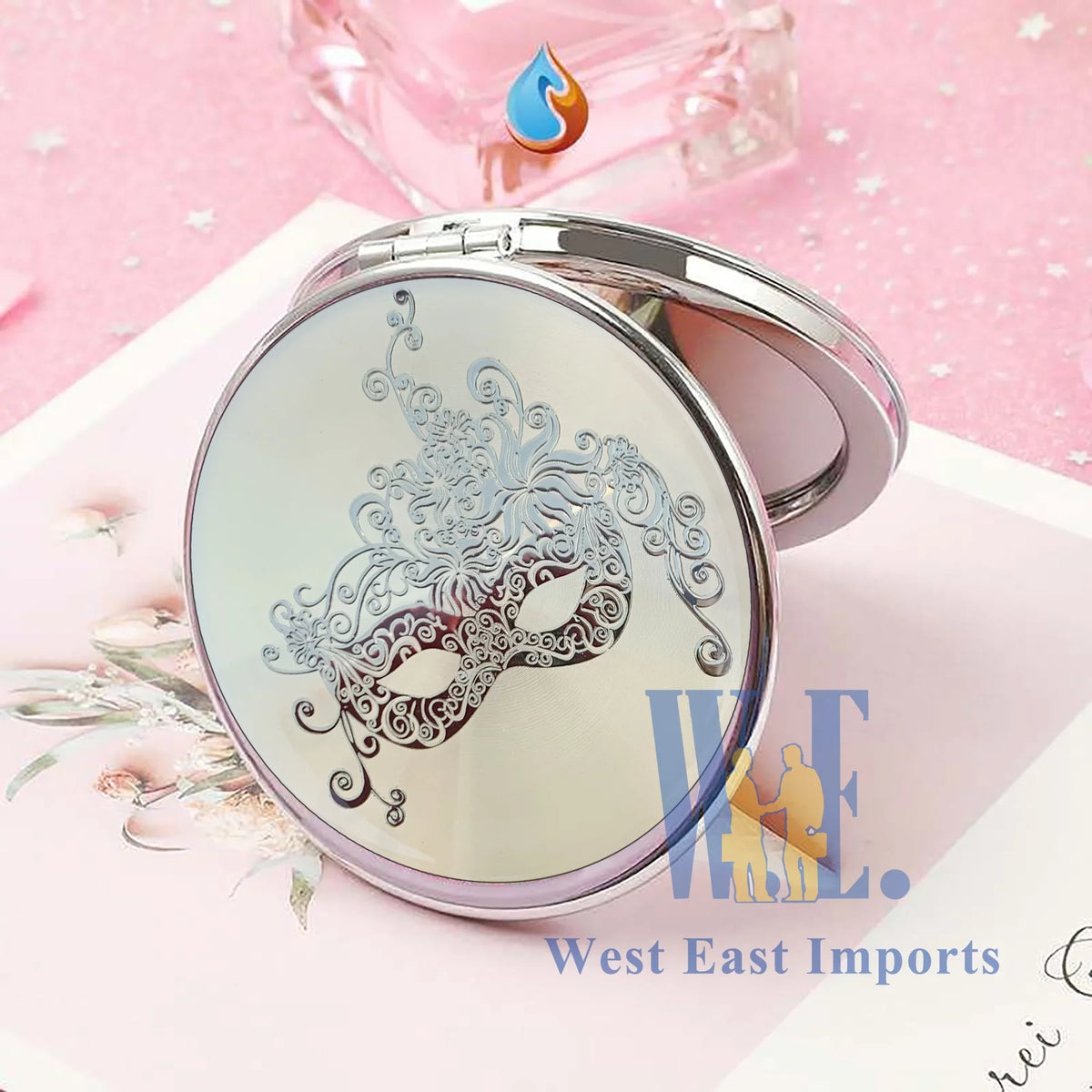 GG090S/G Compact Mirrors Quinceanera/ - Favors Shower/ Mask 16/ Bridal Masquerade Birthday for Silver Pcs Guests 12 Sweet