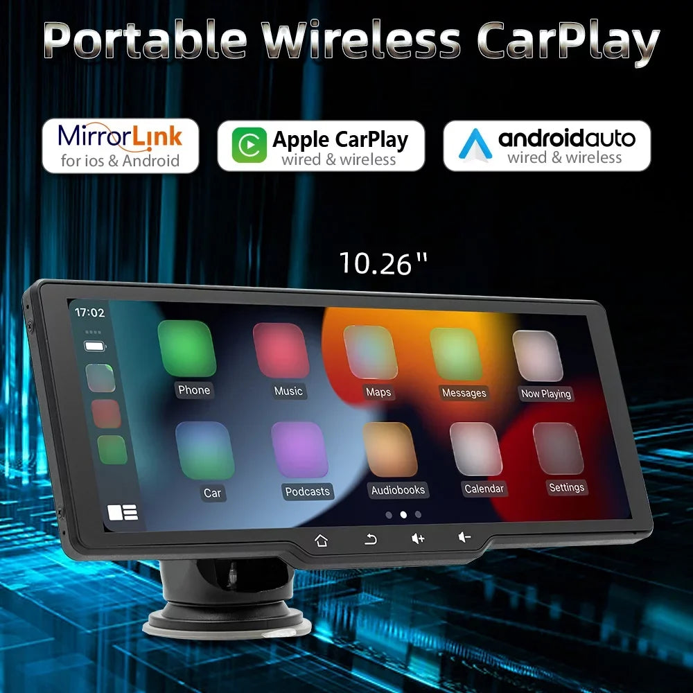 MultiMedia Wireless Video 10.26in Camera Player Auto Camera CarPlay Mobilephone Camcorder Car Rearview Car Car Shinysix APP Recorder Portable Car Multi-language Control