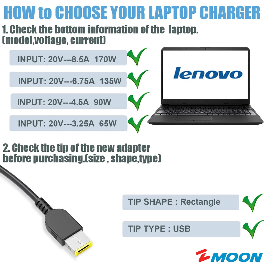 P50 3-15IHU6 for P51 Power USB Ideapad Cord[Rectangle Yellow P52 Adapter 170W Gaming Tip] P71 P70 82K1 Legion Thinkpad Y700 Y7000 AC