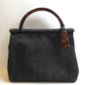 Navy Ladies Denim Handbag Canvas Pre-Owned (Fair) Tote Tortoise Bag Blue