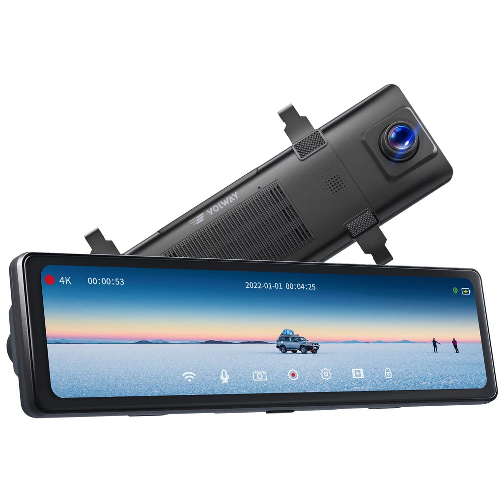 with Cam Voice Built-in GPS Control Cam- Rear UHD Mirror Front 12" and Mirror and 5MP Vantop Dash Dash H812