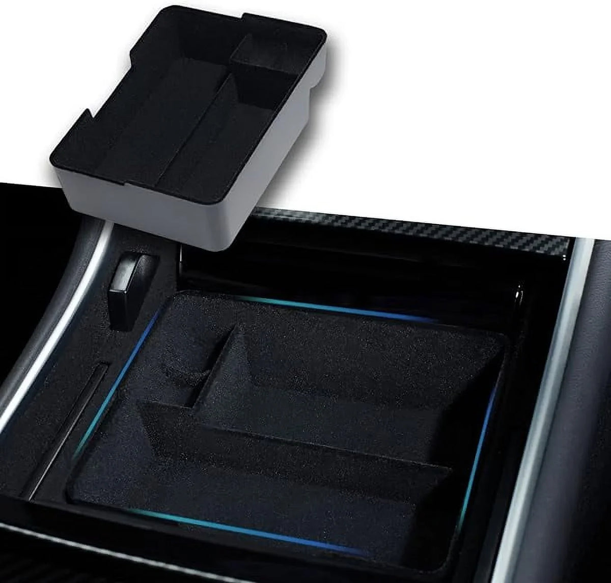 and Center Console Flocking Storage 2016-2020 Organizer Y Model with fabric Box, Premium Nestour 3 Coin Model Upgrade Sunglasses Holder Customized and ABS Tesla Tray Accessories,