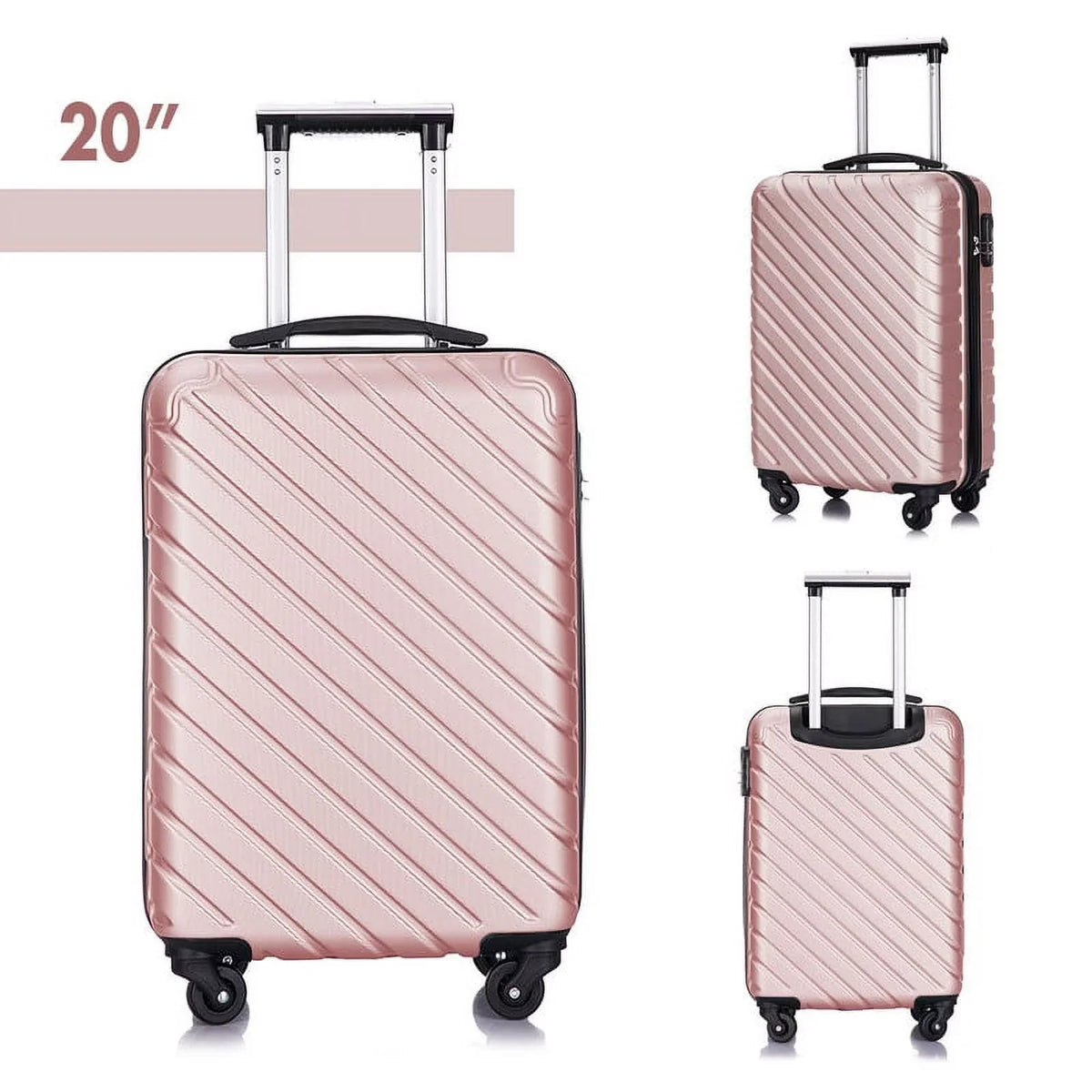 4 Luggage Luggage Piece gold rose Cover&Hanger Spinner Hardshell with On Suitcase,Carry Free Wheels Sets,Travel Inside