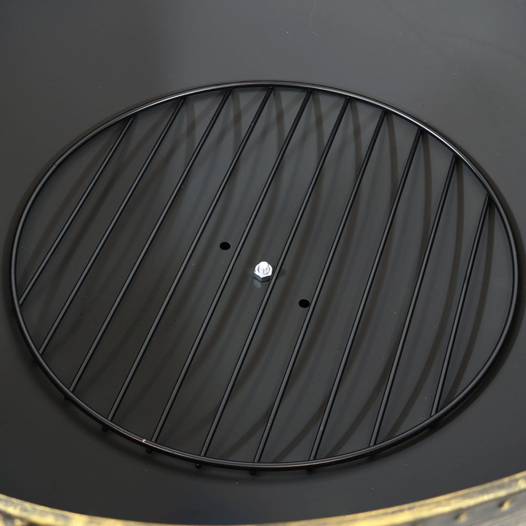 Spark and Poker Fire 30" Pit Steel with Royal Sunnydaze Screen exterior