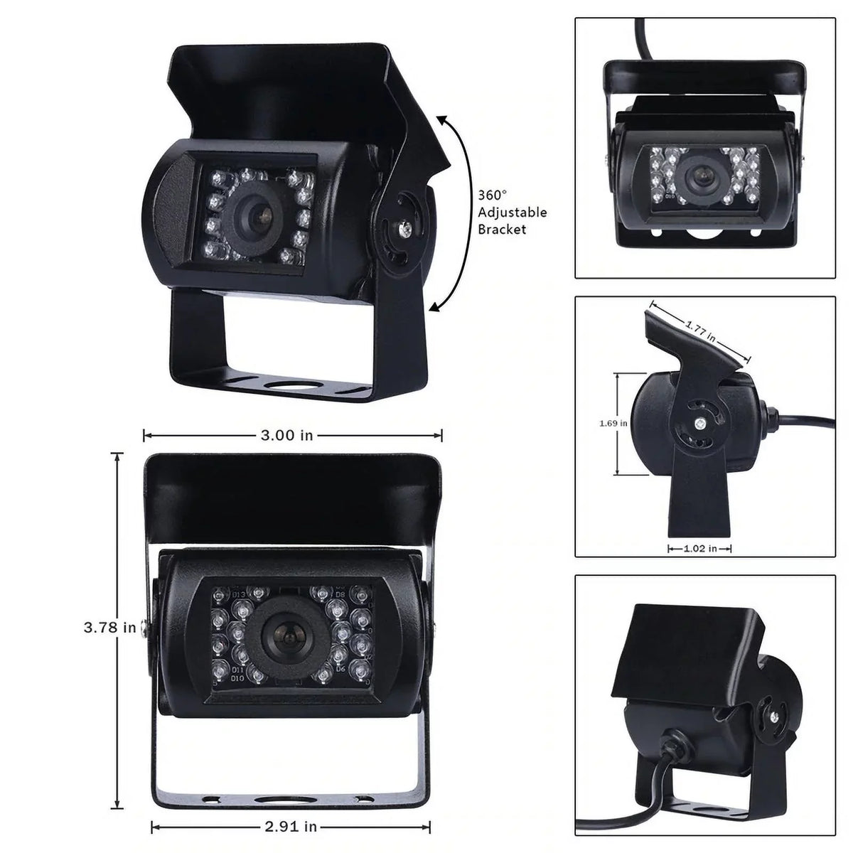 cable 18 Night parking for Monitor IR with Van LED RV system Bus reverse feet Car Vision+32 Truck TFT 12V/24V camera 7inch Car LCD