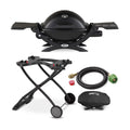 with Weber Portable (Black) Hose Liquid Cart, Grill Q1200 Propane Adapter Bundle